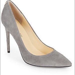 BRAND NEW Sueded Gray Heels size 5.5